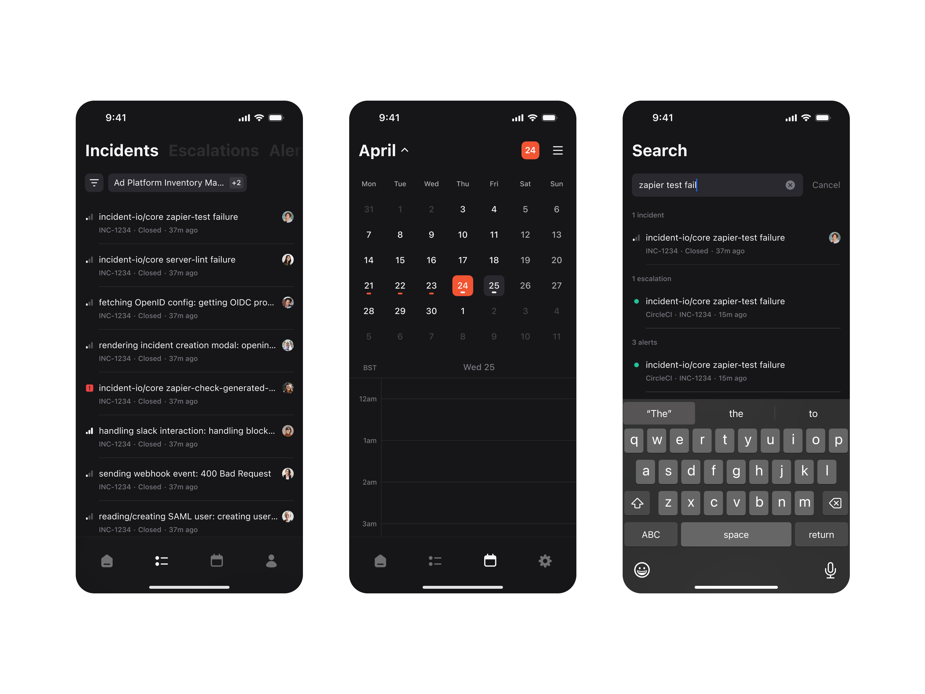 on-call-more-screens-light.png: Some more screens from the on-call app